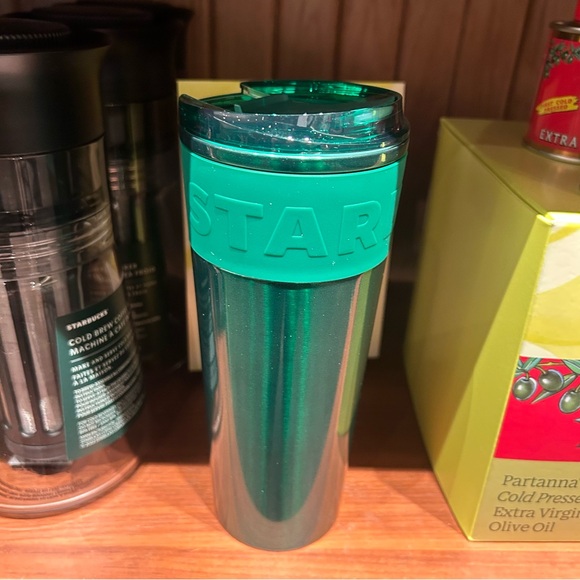 Starbucks Green Cold Brew Cup Glitter Stainless Steel Rubber Grip Tumbler 2024 - Picture 13 of 15